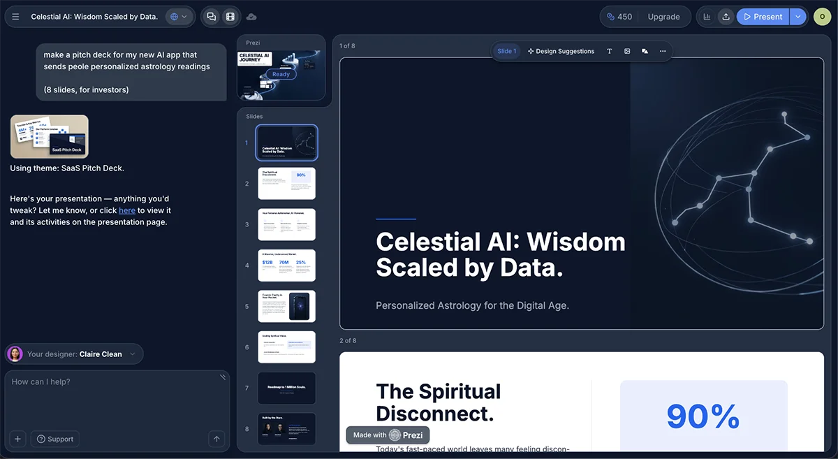 best presentation software - a presentation made using Prezi's AI presentation generator 
