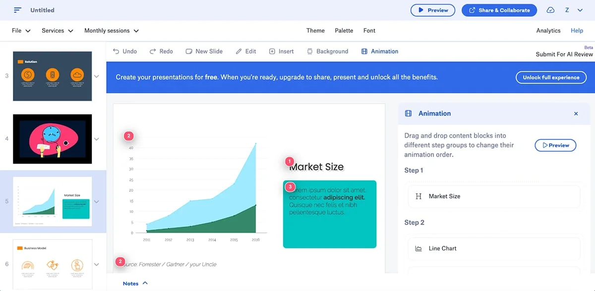 best presentation software - Slidebean animation and interactivity kit 
