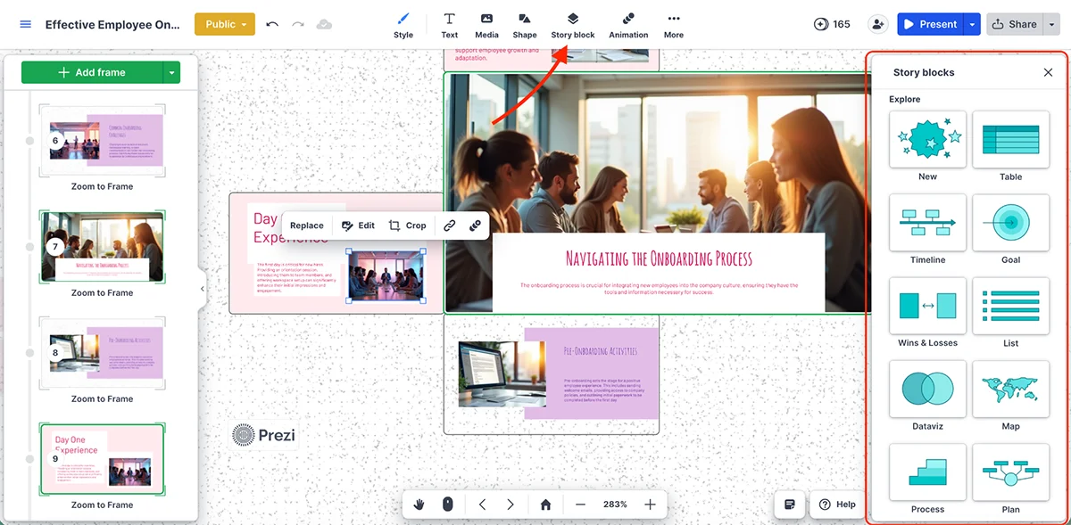 best presentation software - Prezi asset library 