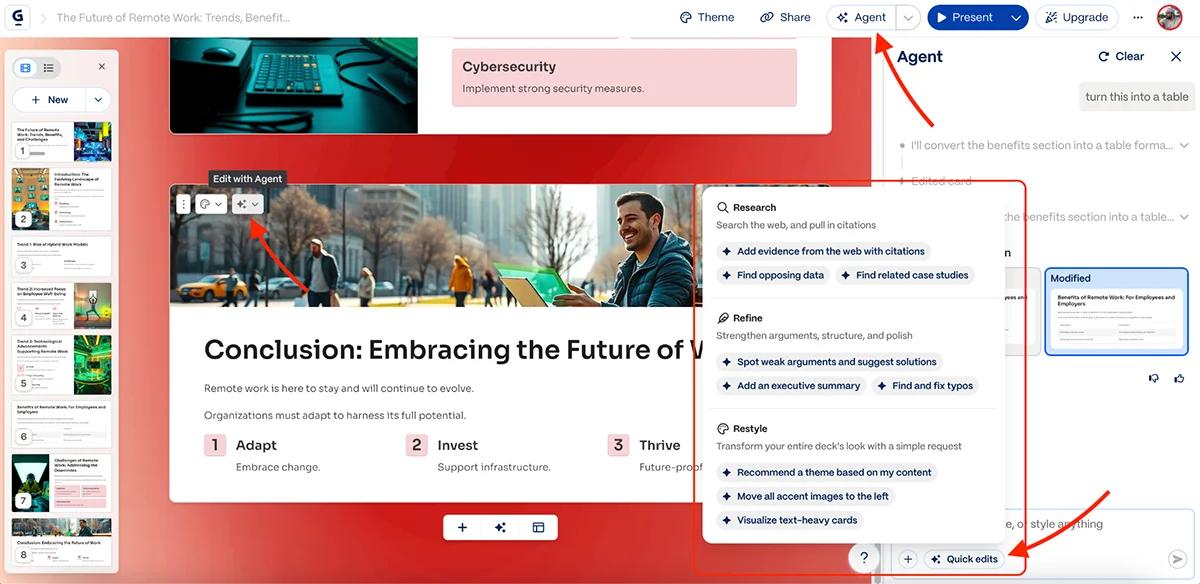 best presentation software - Gamma's AI agent