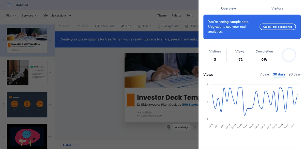 best presentation software - Slidebean analytics 