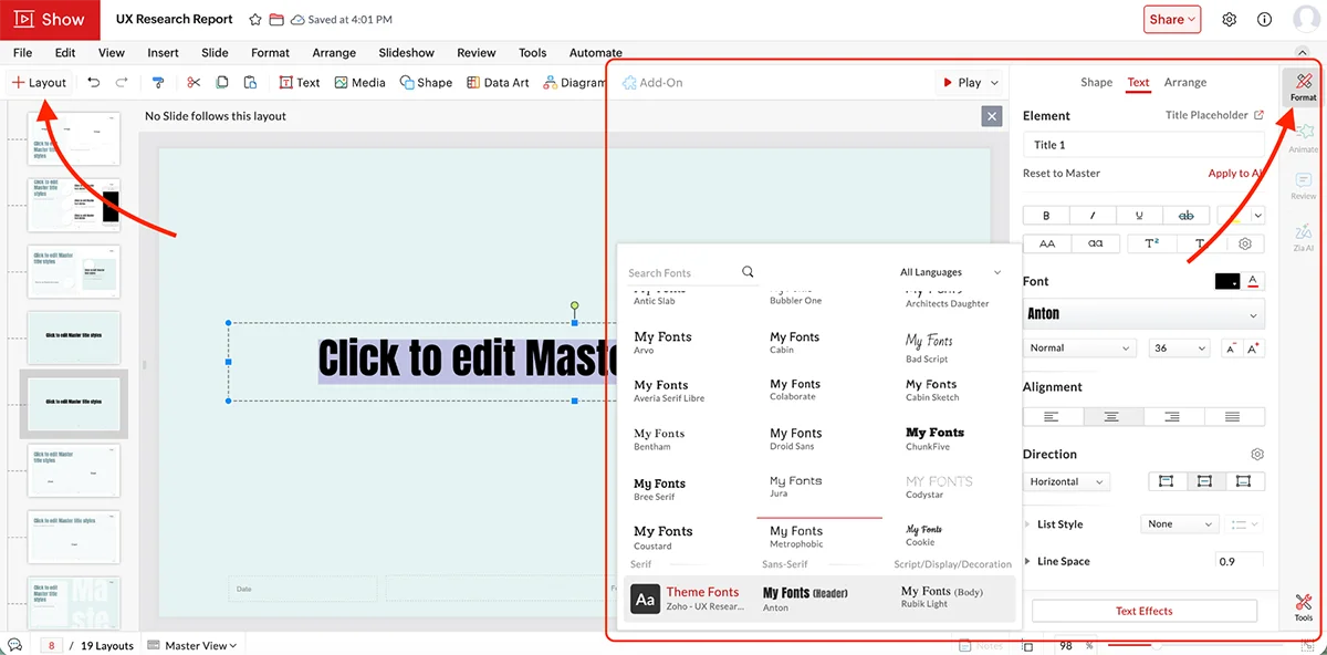 best presentation software - Zoho show's brand kit 