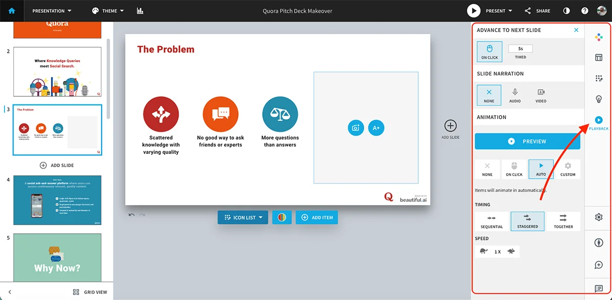 best presentation software - Beautiful.ai animations