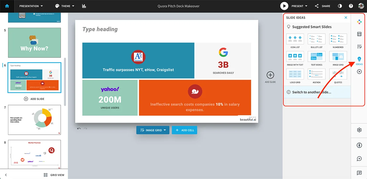 best presentation software - Beautiful.ai smart slide layout