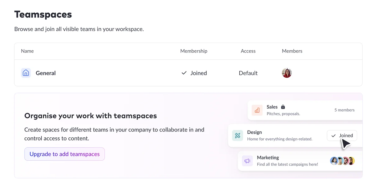 best presentation software - Pitch's Teamspaces