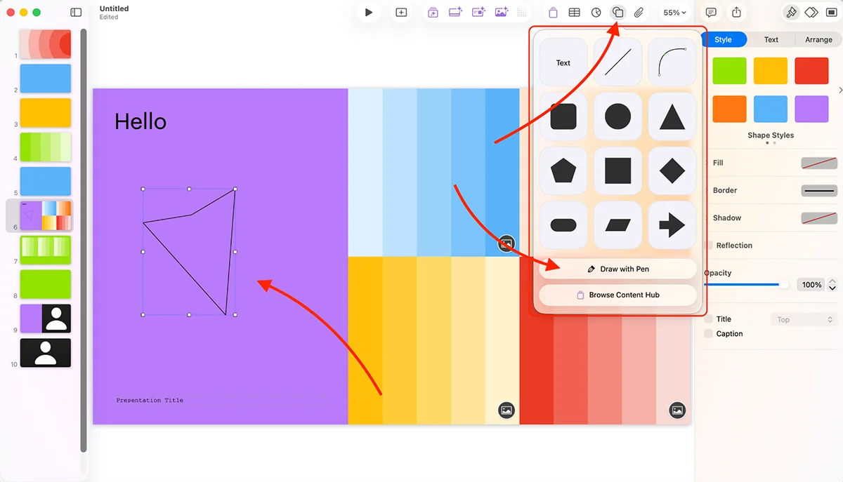 best presentation software - drawing tool in Keynote