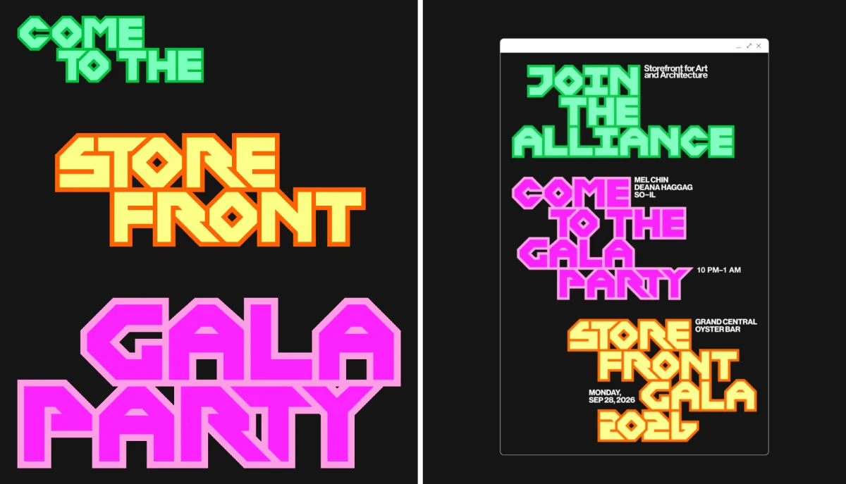 storefront gala 2026 pentagram identity logo wordmark bpo review social