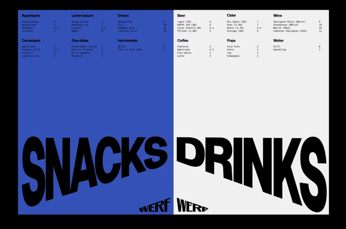 werf andstudio brand identity design bpo review menu